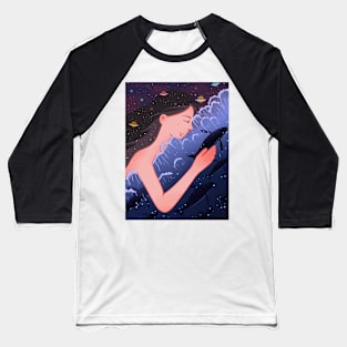 Healing girl space whale Baseball T-Shirt